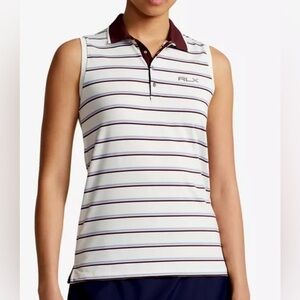 RLX Ralph Lauren Sleeveless Golf Polo Top Size Large Striped EUC